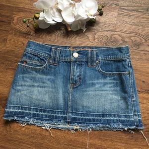 Vintage A&F raw released hem jean miniskirt 0